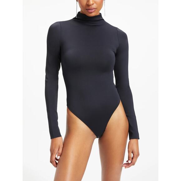 Good American Tops - NWT Good American Womens Black Scuba Funnel Neck Bodysuit Size 8 (5XL) GB0354